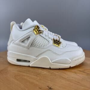 Nike Air Jordan 4 Retro Womens Size 5 'Metallic Gold' AQ9129-170 Shoes NEW